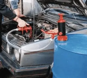 transferring fuel manually with pump